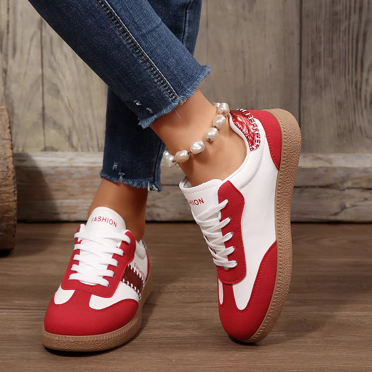 Lace-Up Flats Sneakers - Lilixa.store