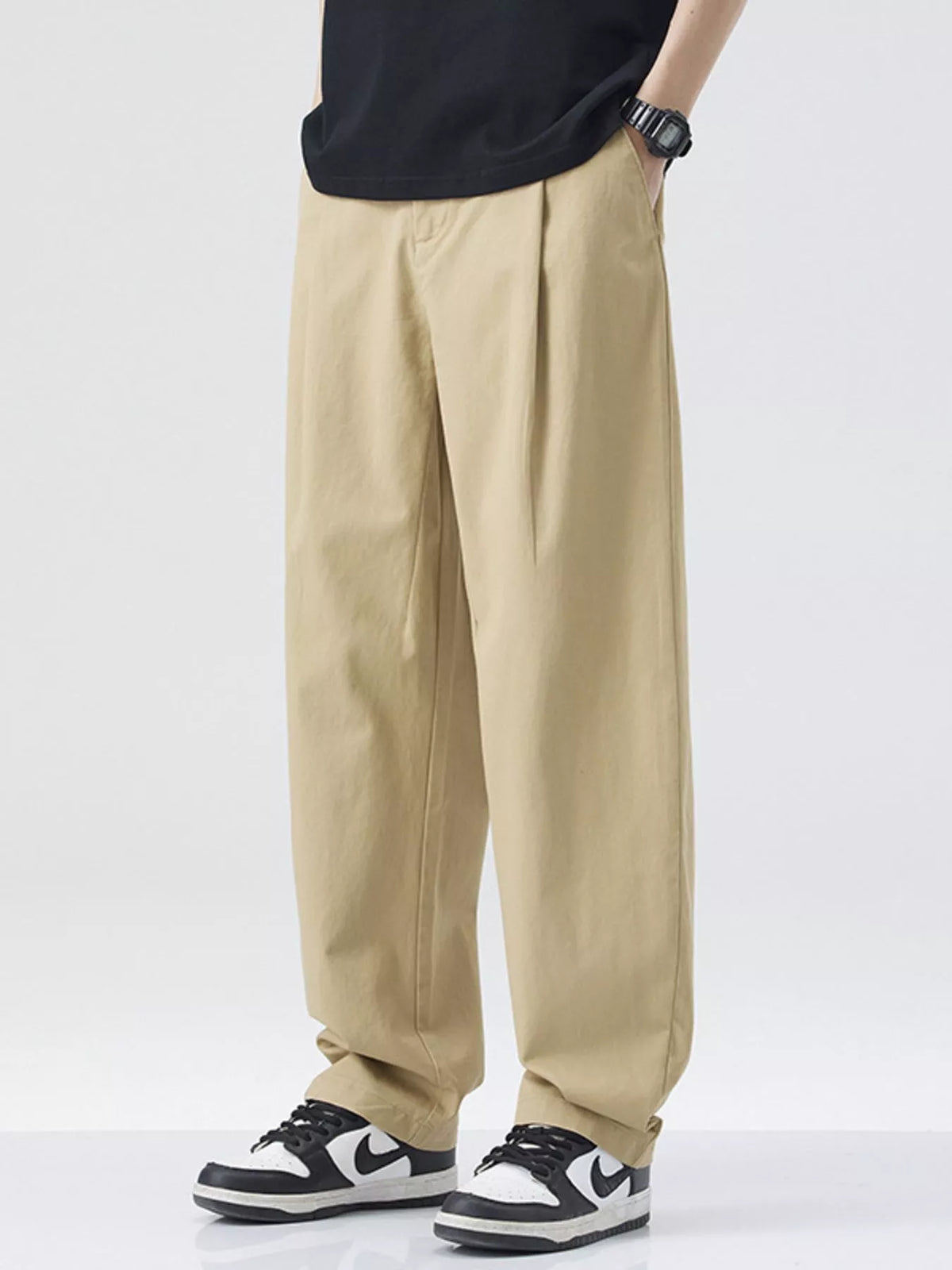 Men's Wide Leg Casual Pants in Khaki
