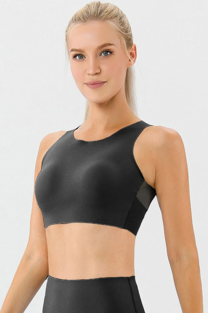 Round Neck Wide Strap Active Bra - Lilixa.store