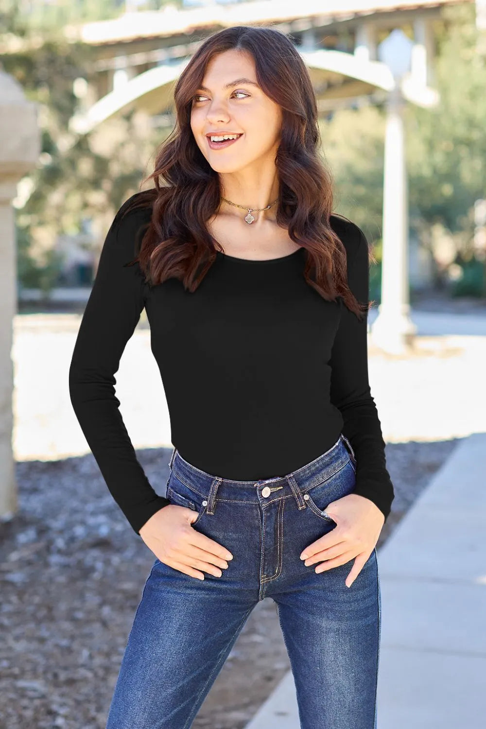 Basic Bae Full Size Round Neck Long Sleeve Bodysuit - Lilixa.store