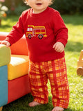 Children's Fire Truck Embroidered Top and Pants Set - Lilixa.store