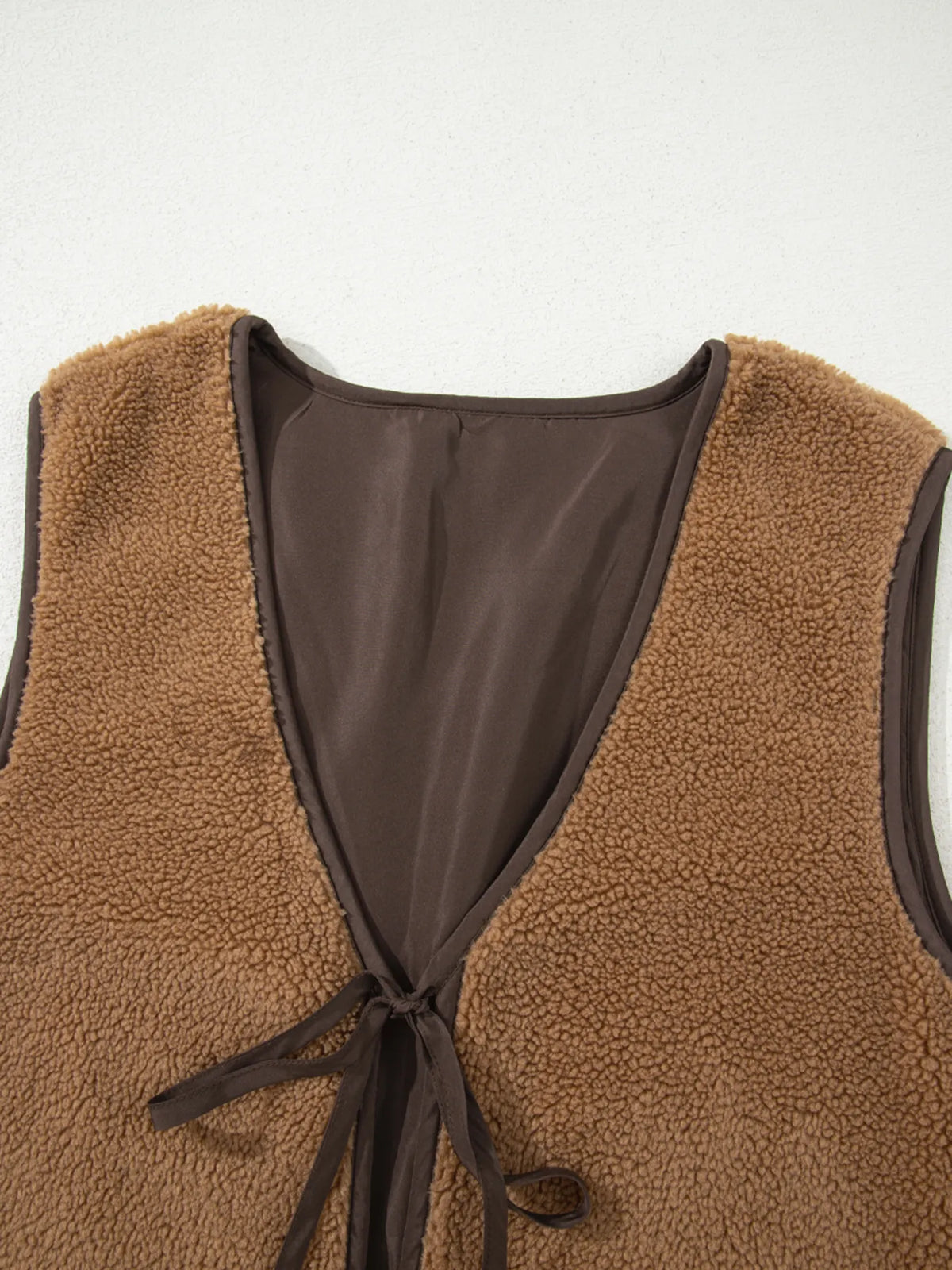 Double Tied Front Vest Coat in Light French Beige, view 7