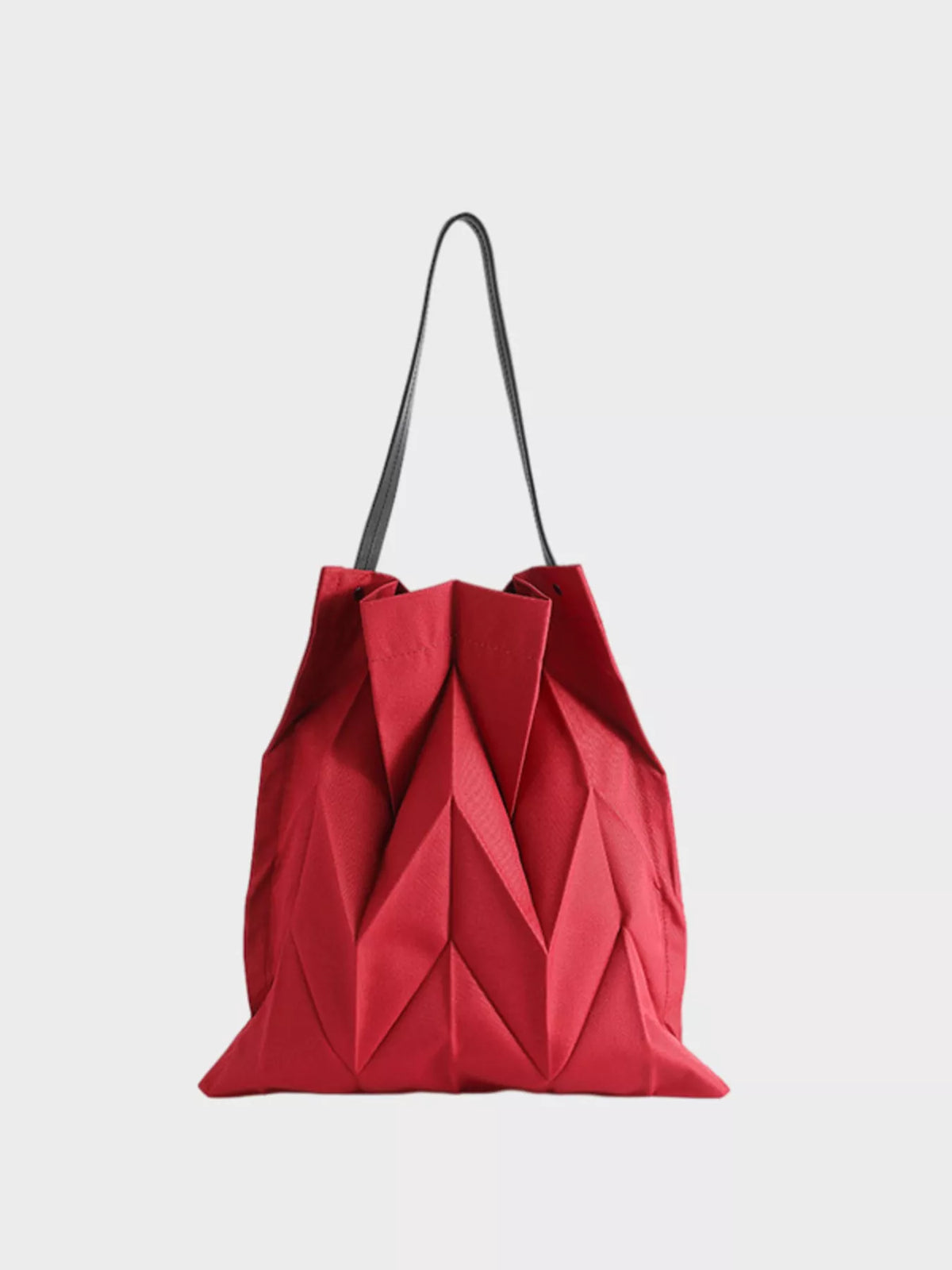 Minimalist Geometric Pleated Tote Handbag in Red