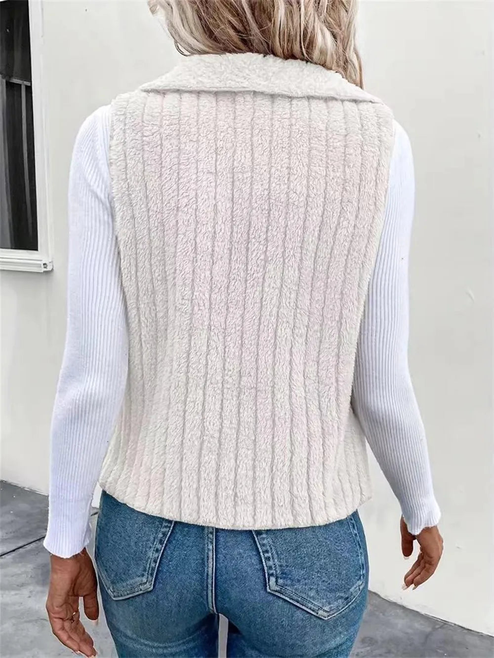 Open Front Fuzzy Vest Coat, view 3