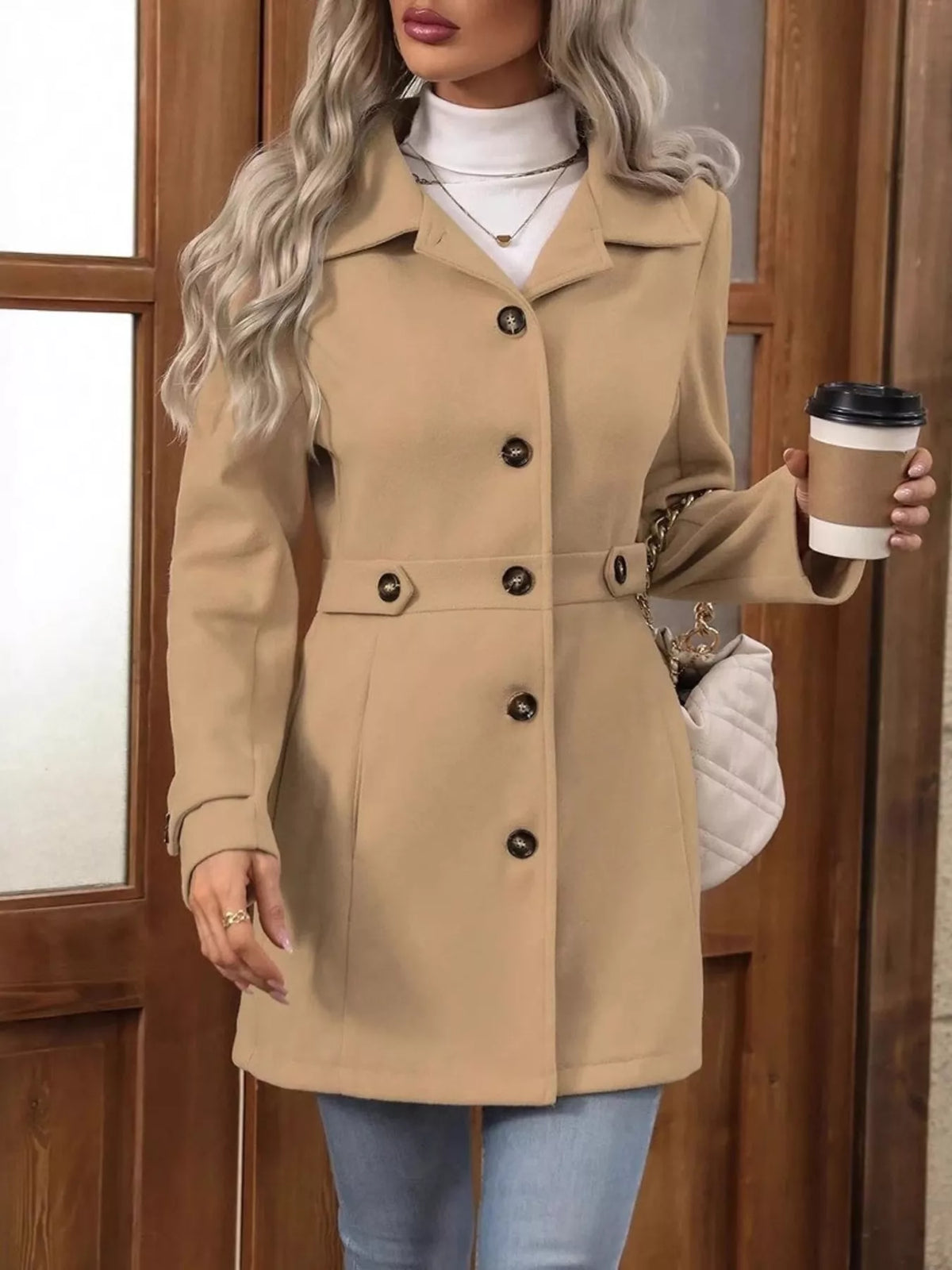 Single-Breasted Long Sleeve Coat - Lilixa.store