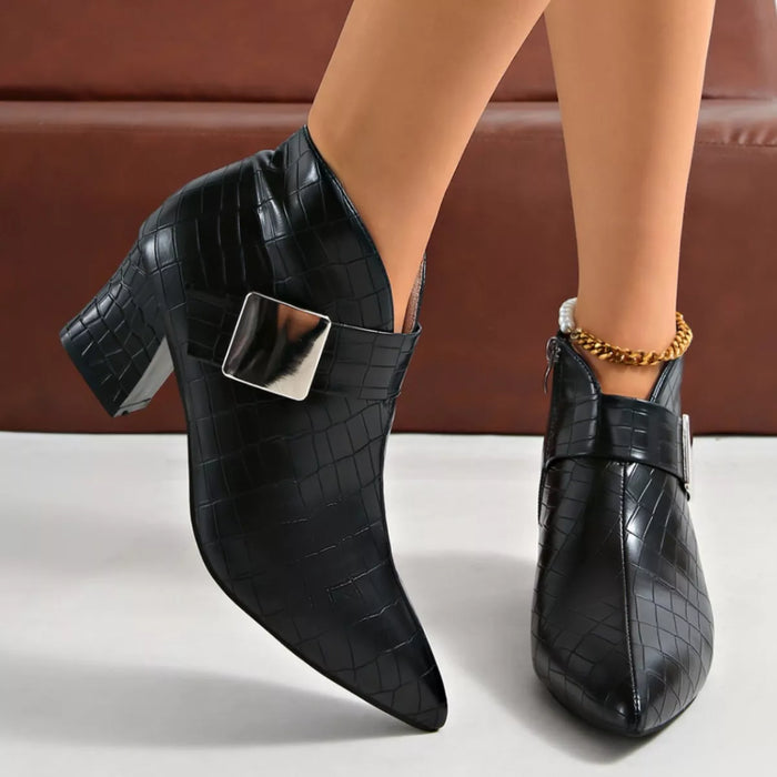 Point Toe Block Heels Boots - Lilixa.store