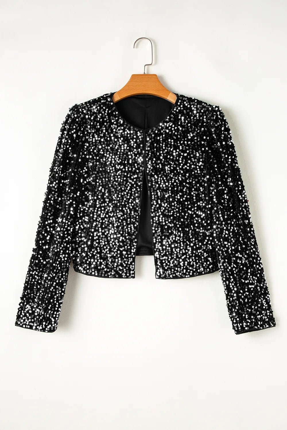 Sequin Open Front Long Sleeve Jacket, view 6