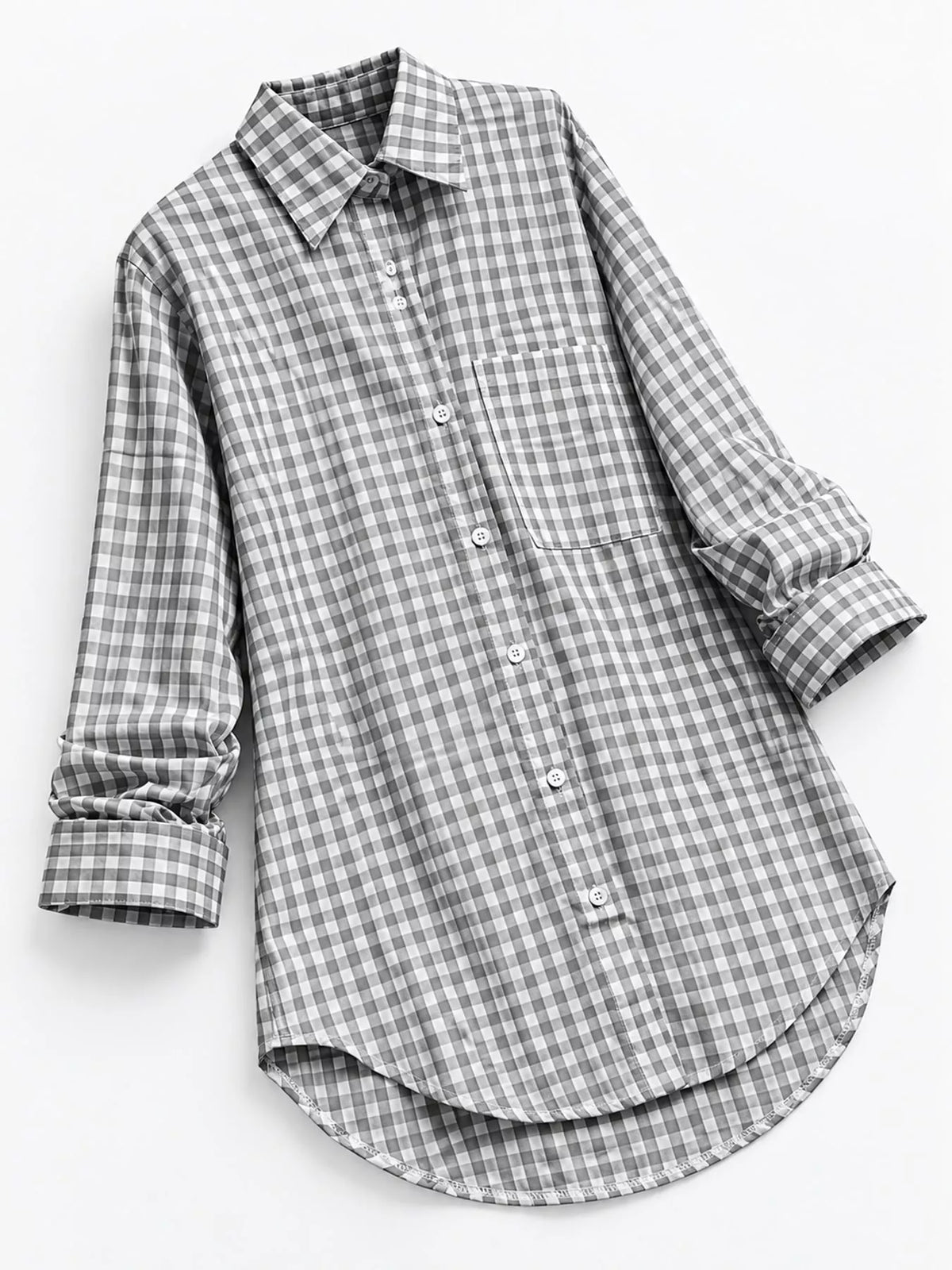Plus Size Plaid Button-Down Long Sleeve Shirt, view 10
