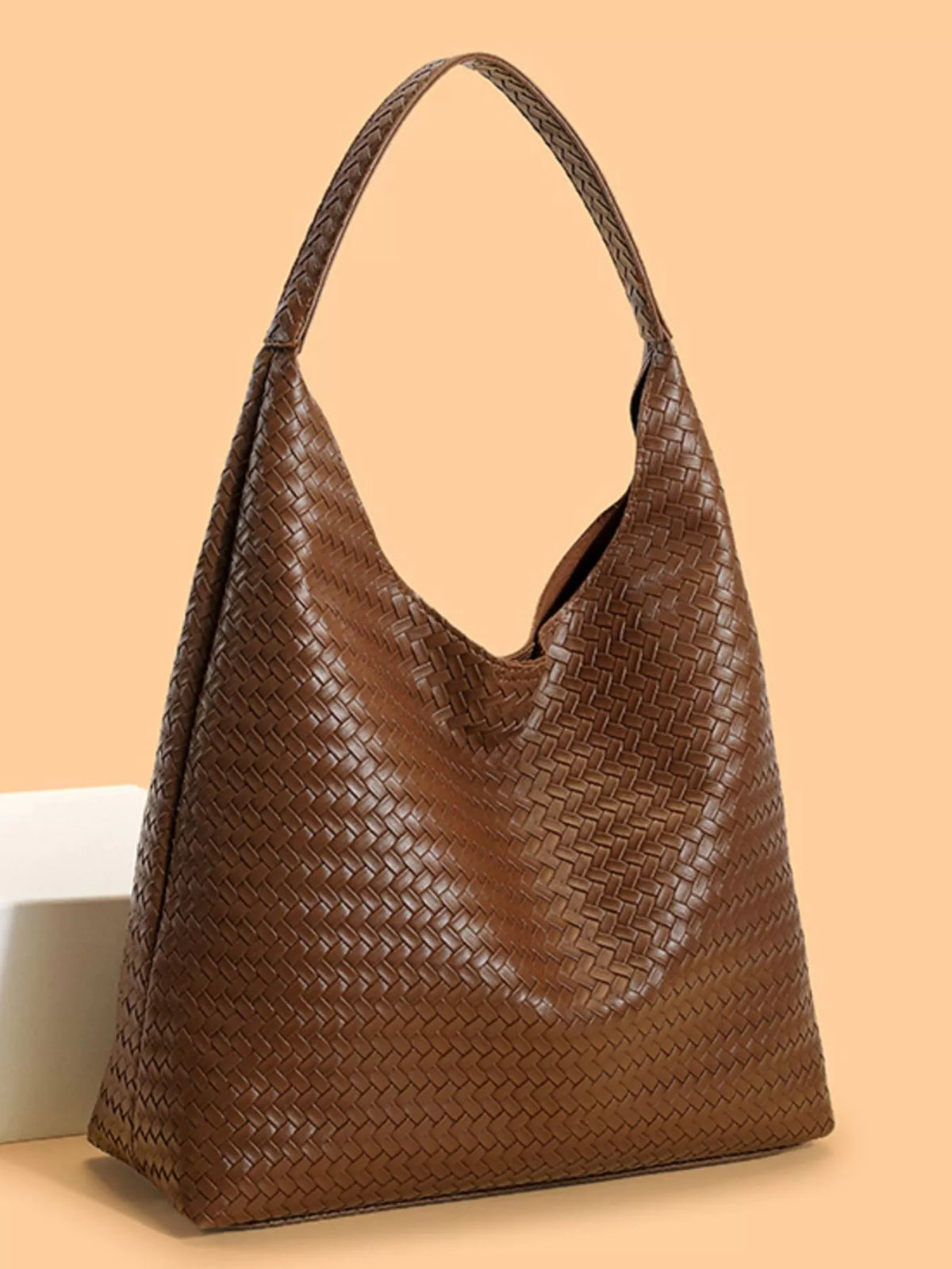 Woven Texture Shoulder Bag and Wristlet Set