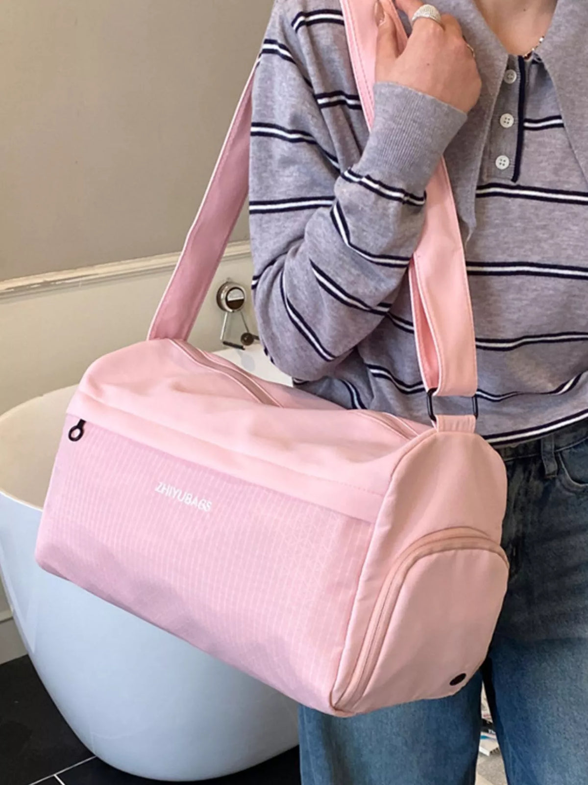 Plaid Oxford Cloth Travel Bag