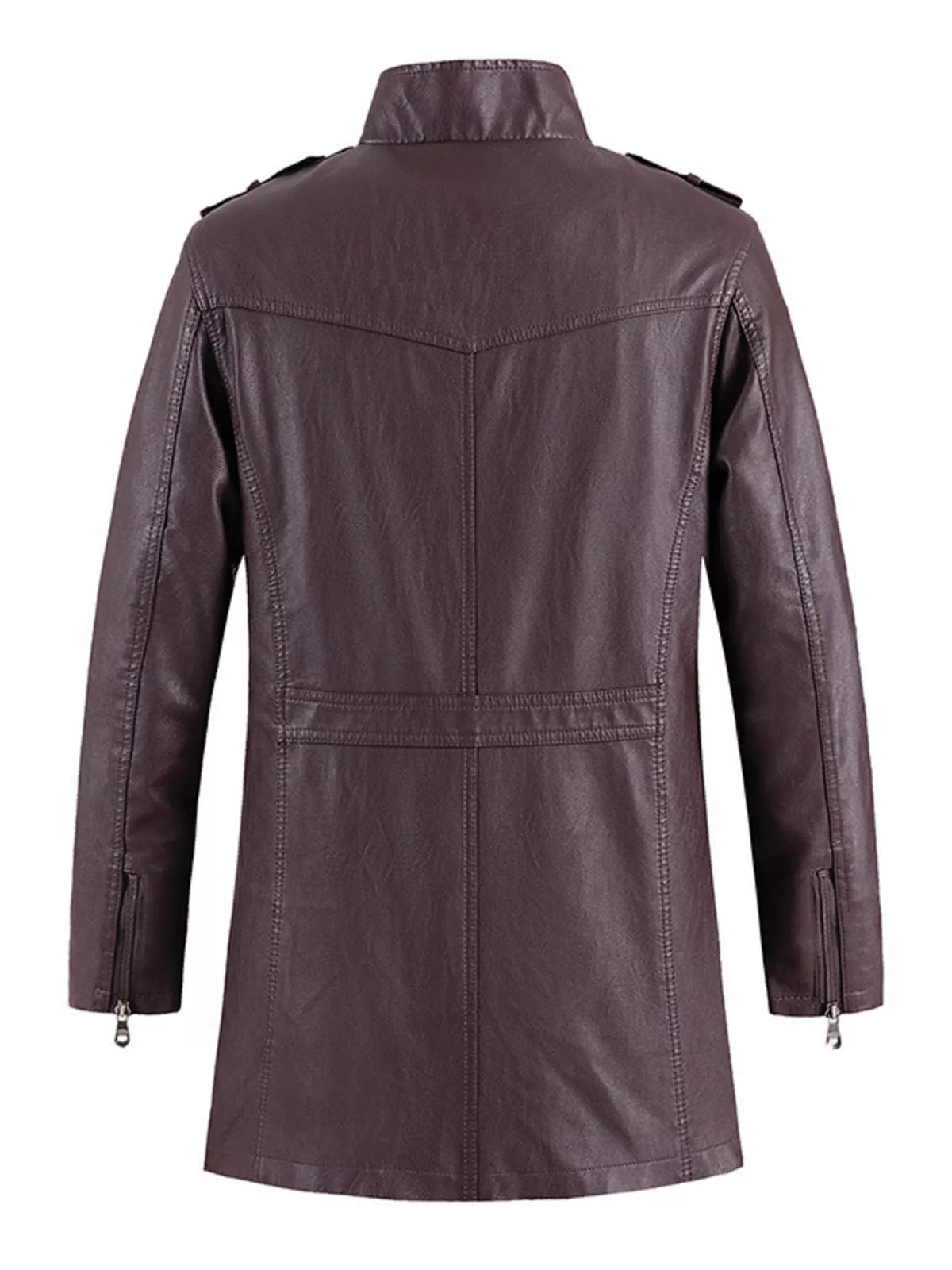 Men's Zip Up Long Sleeve Leather Jacket - Lilixa.store