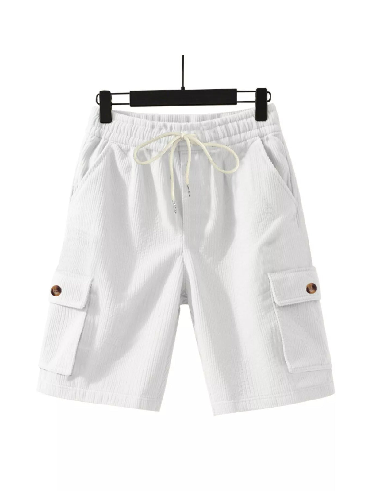 Men's Full Size Casual Textured Drawstring Cargo Shorts Plus Size in White