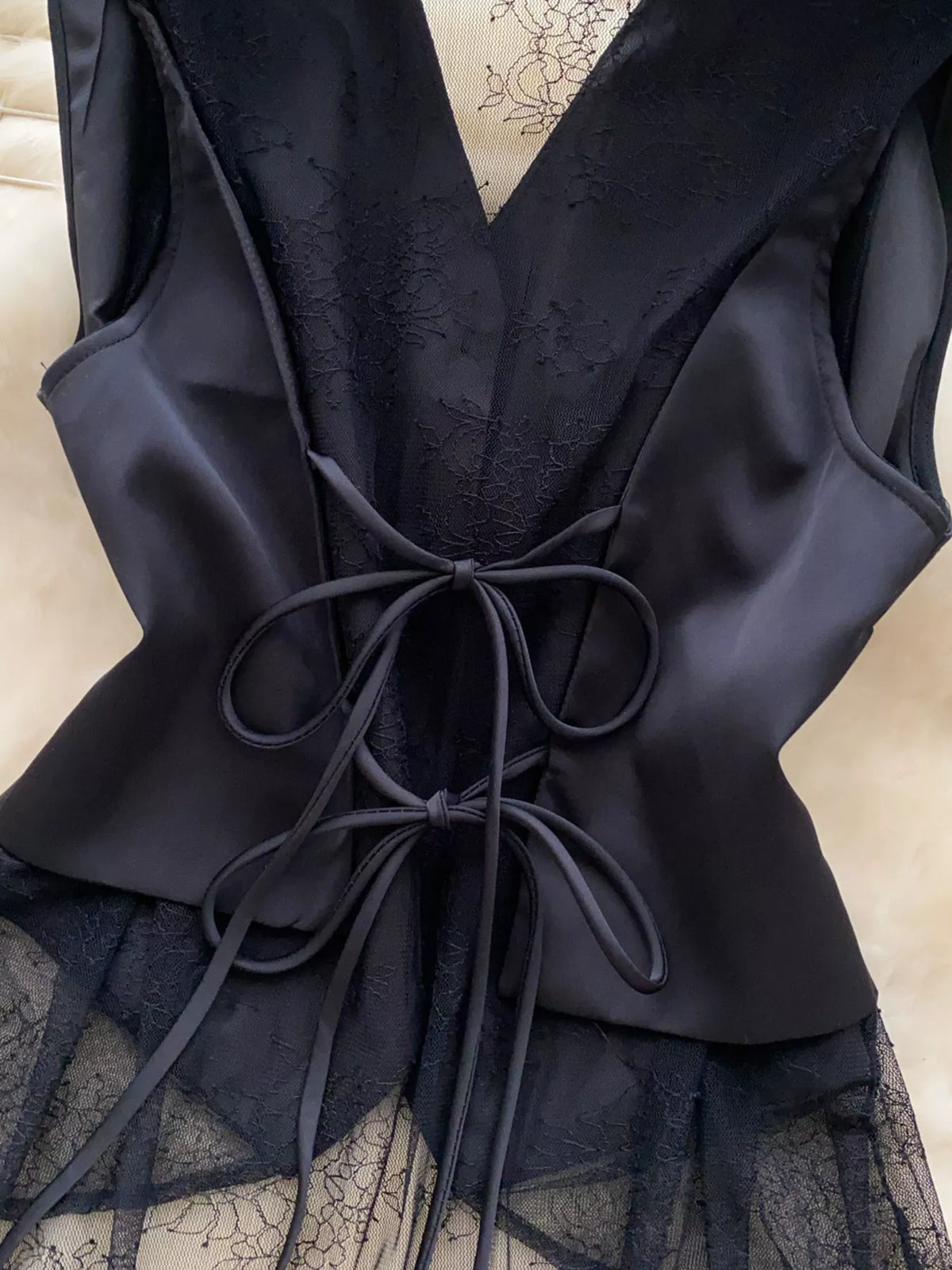 Lace Trimmed Button-Down Vest Coat - Lilixa.store