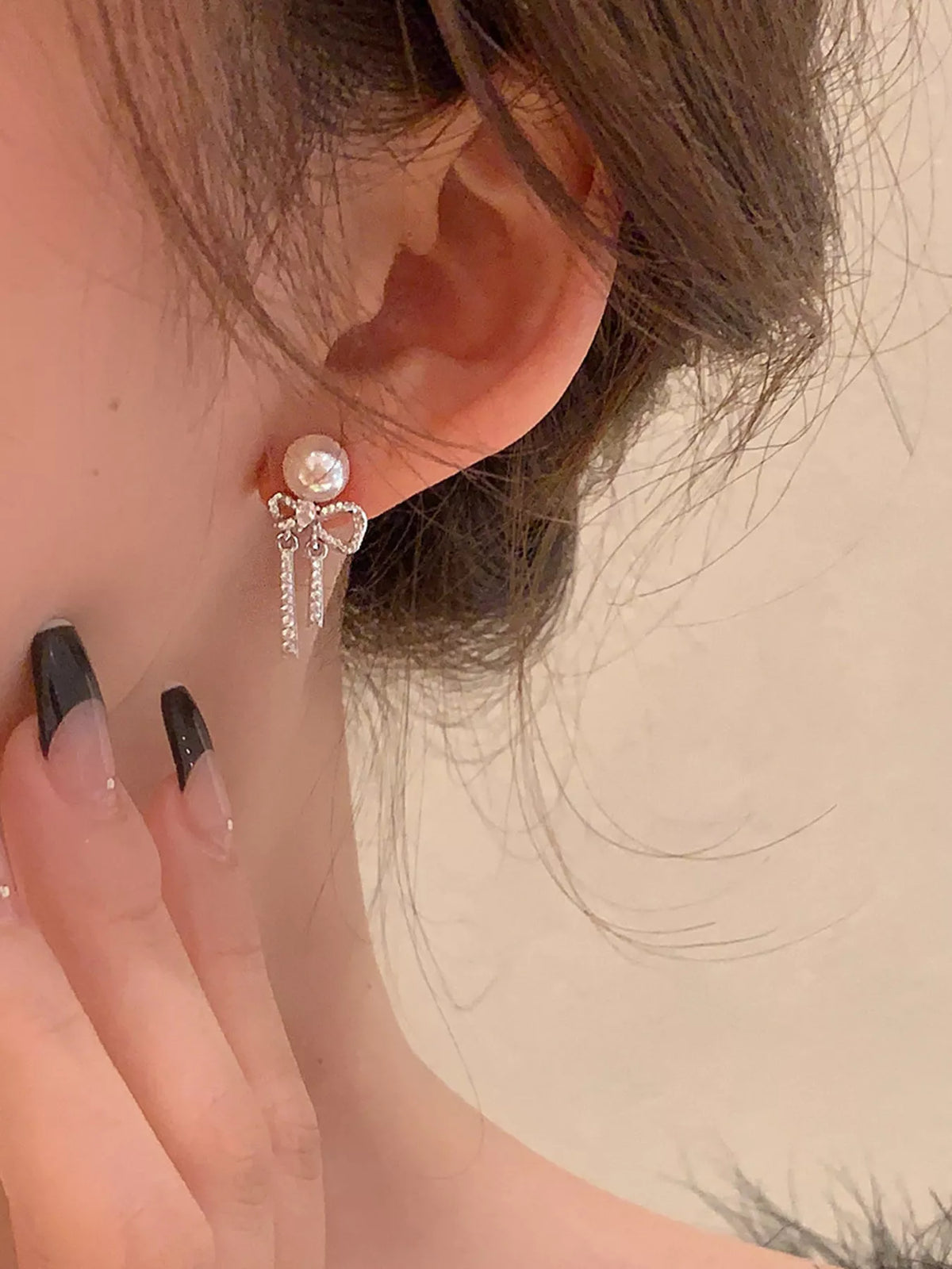 Pearl Bowknot Drop Earrings - Lilixa.store