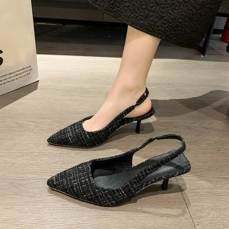 Point Toe Kitten Heel Slingback Pumps - Lilixa.store