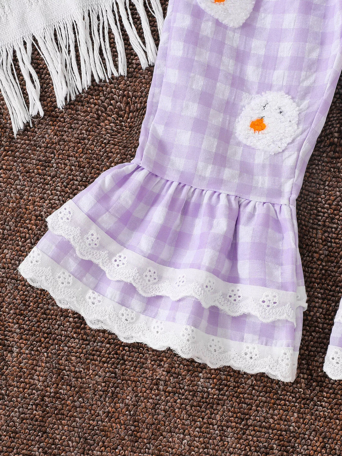 Children's Little Pumpkin Gingham Ruffle Hem Jumpsuit - Lilixa.store