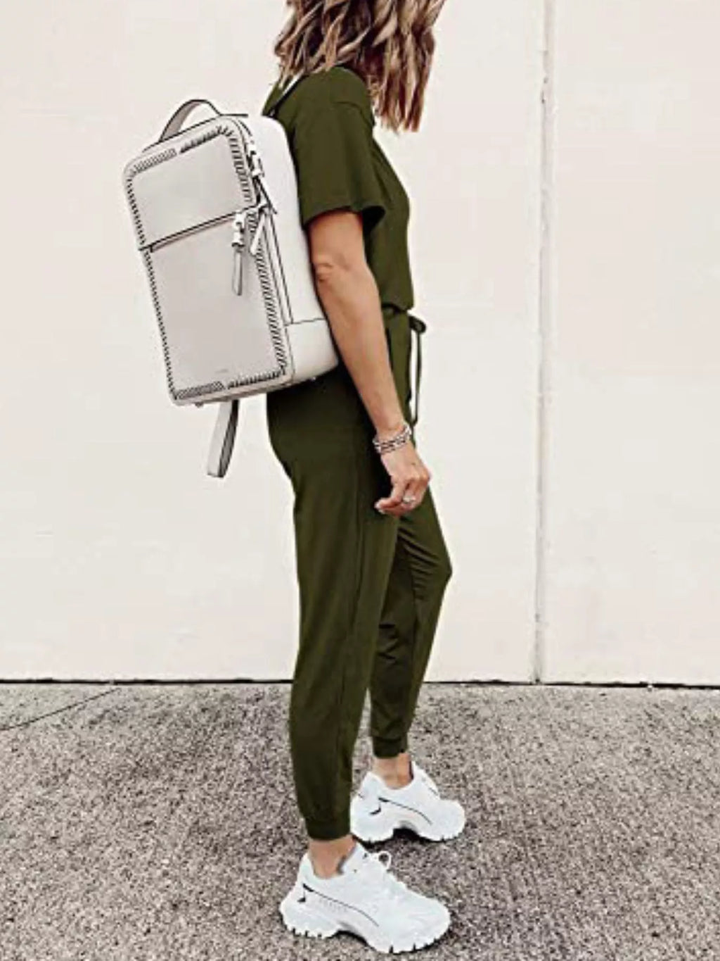 Full Size Round Neck Top and Drawstring Pants Set Plus Size - Lilixa.store