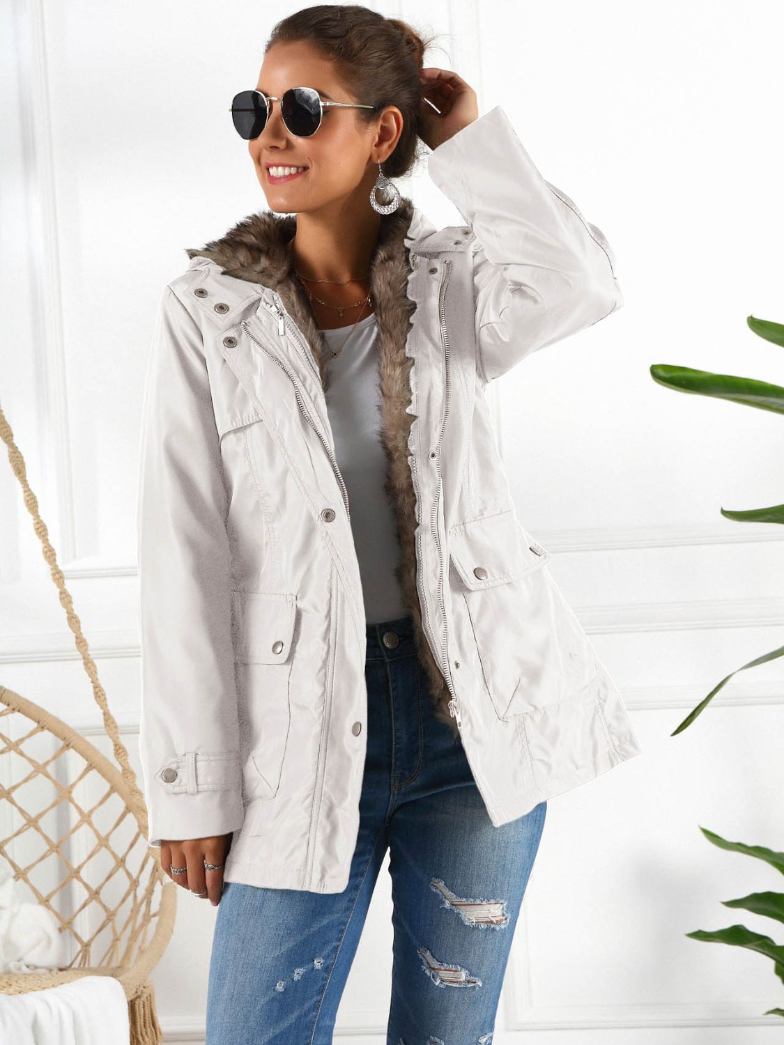 Ivy Lane Full Size Hooded Jacket with Detachable Liner (Three-Way Wear), view 3