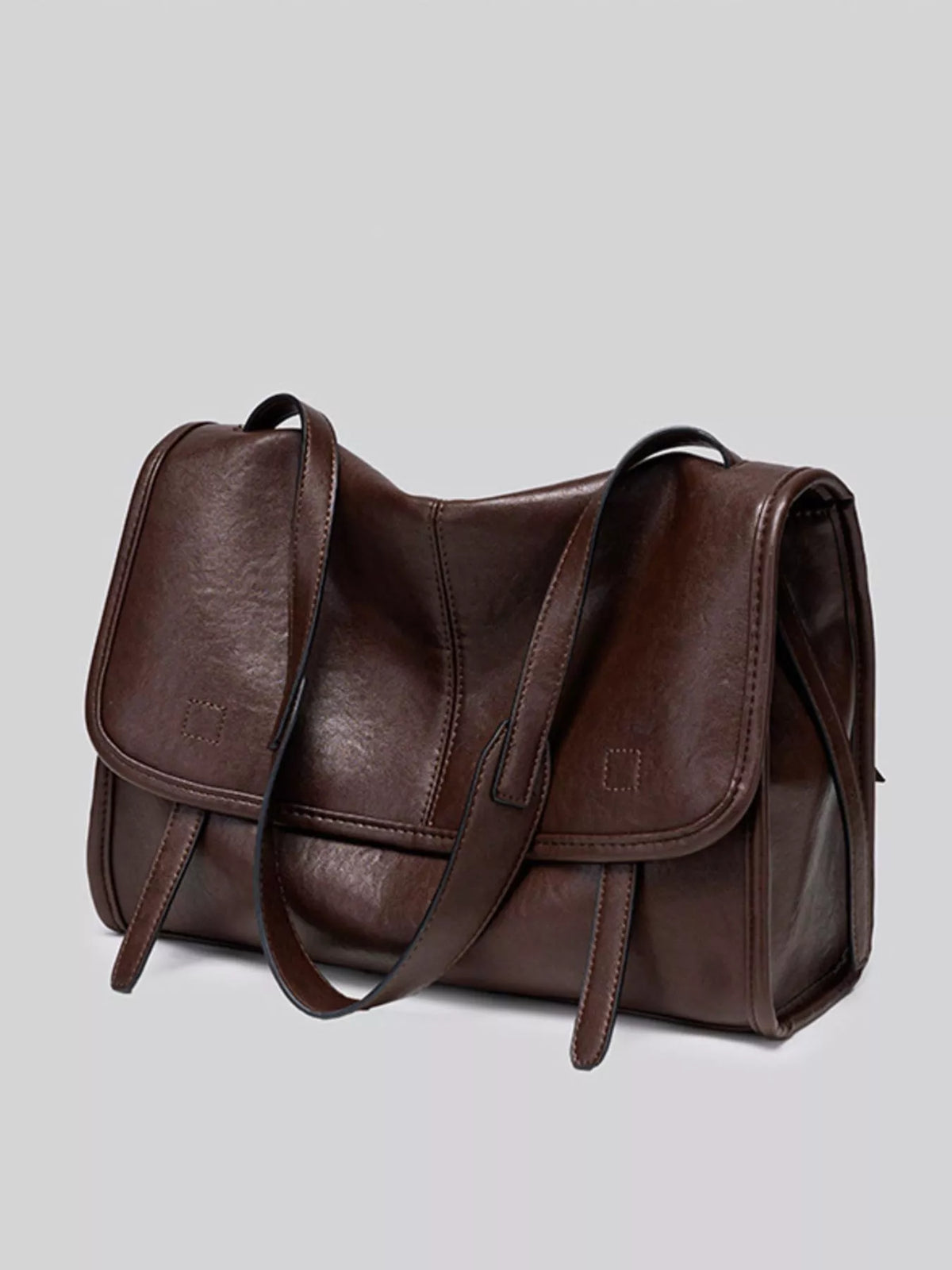 PU Leather Messenger Shoulder Bag in Brown, view 6