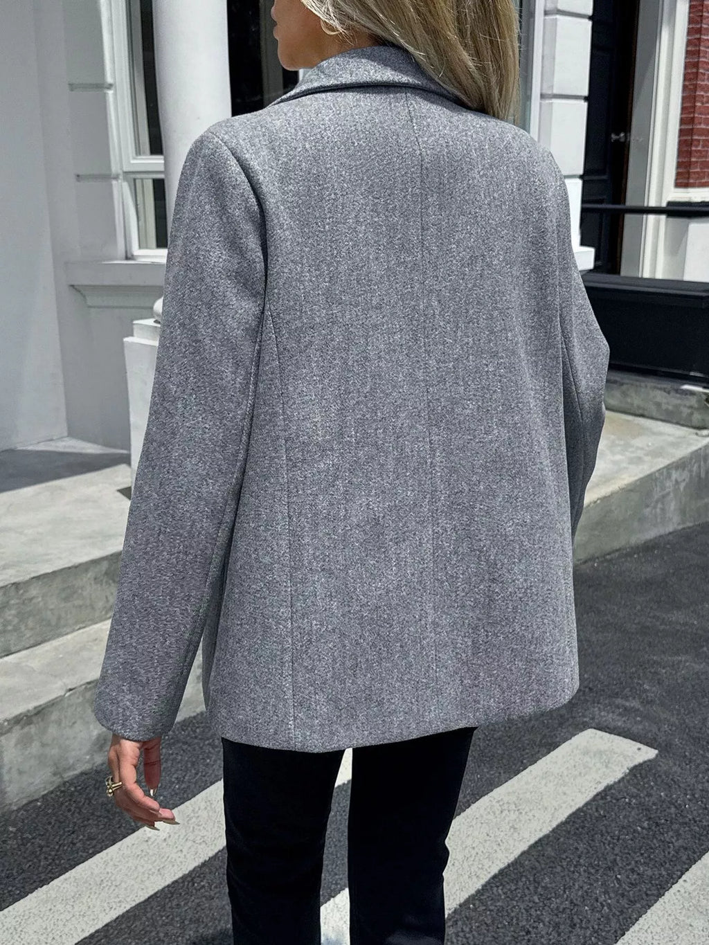 Lapel Collar Button Up Blazer - Lilixa.store