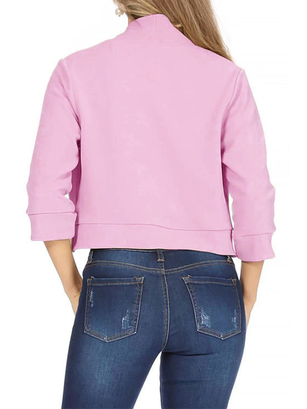 Full Size Cropped Open Front Blazer Plus Size - Lilixa.store