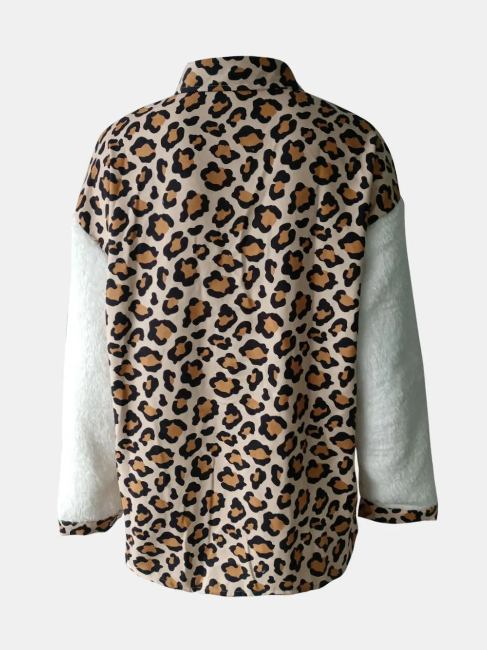 Fuzzy Button Up Long Sleeve Jacket, view 5