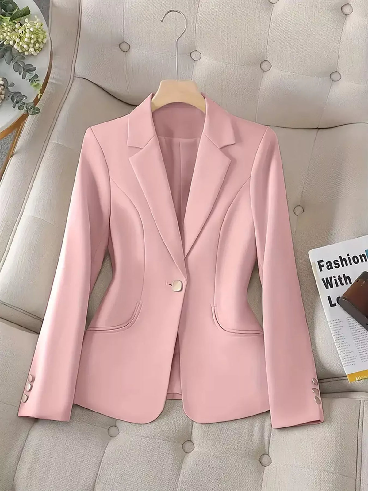 Slim-Fit Single-Button Blazer - Lilixa.store