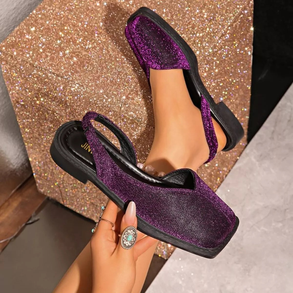 Square Toe Flats Sandals - Lilixa.store