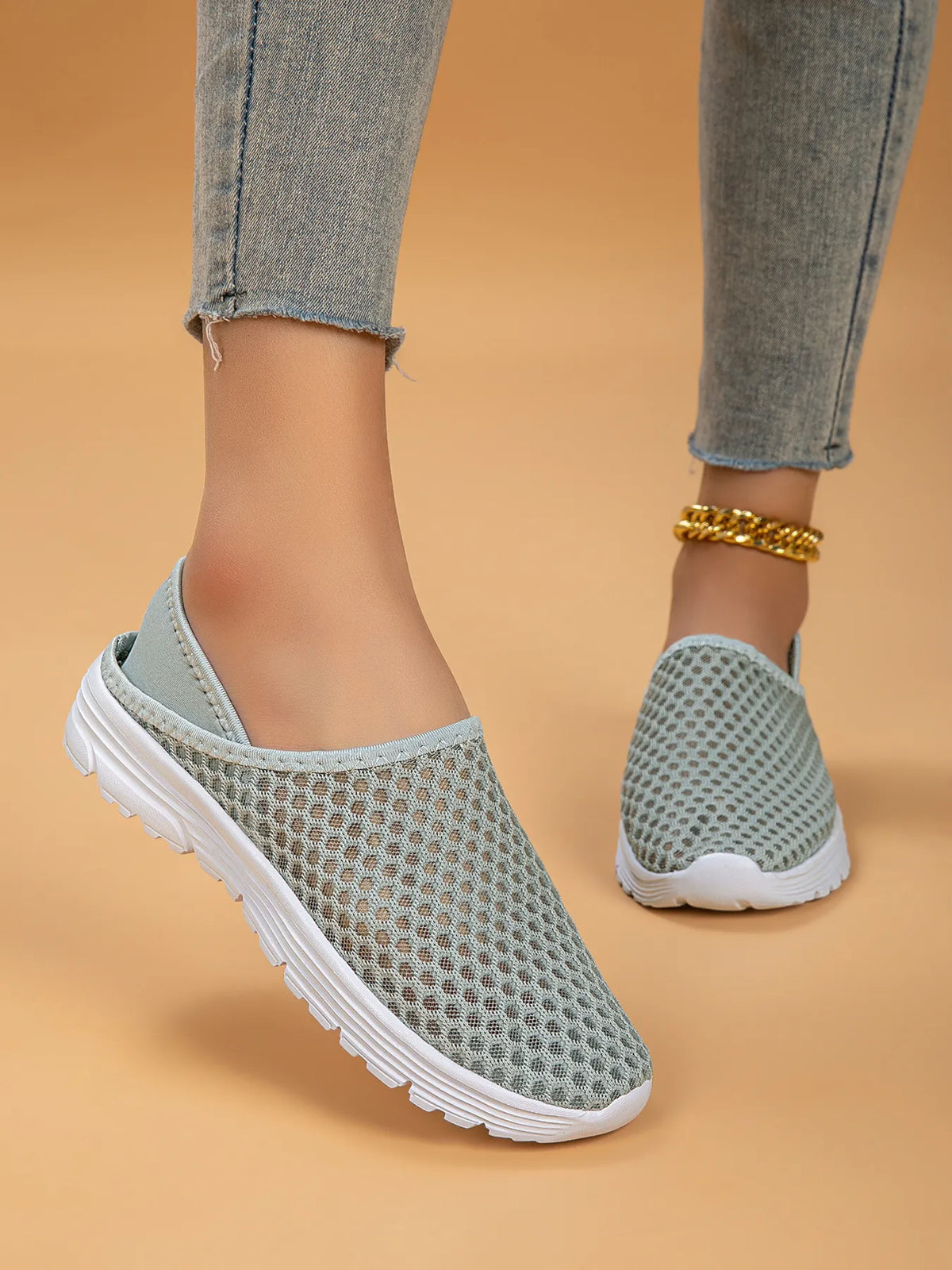 Breathable Mesh Slip-Ons in Gray