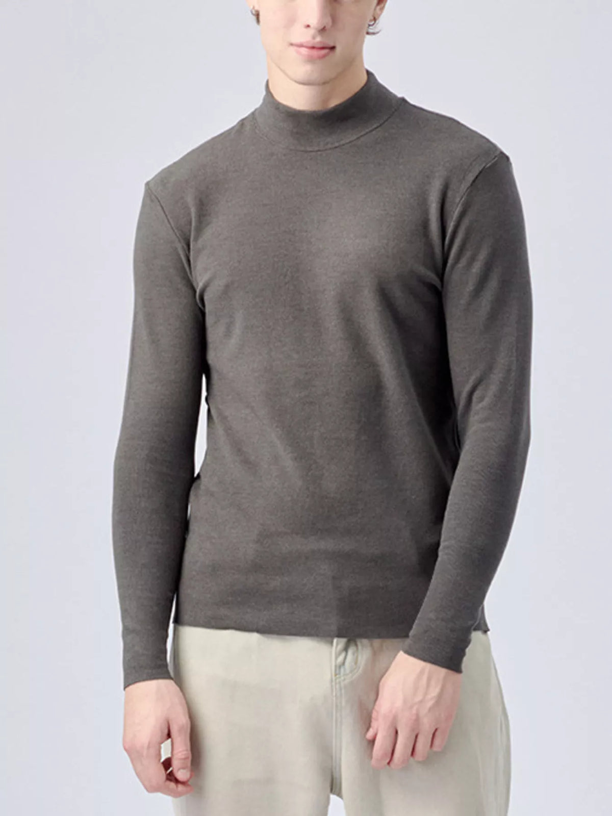 Men's Plus Size Mock Neck Long Sleeve Top