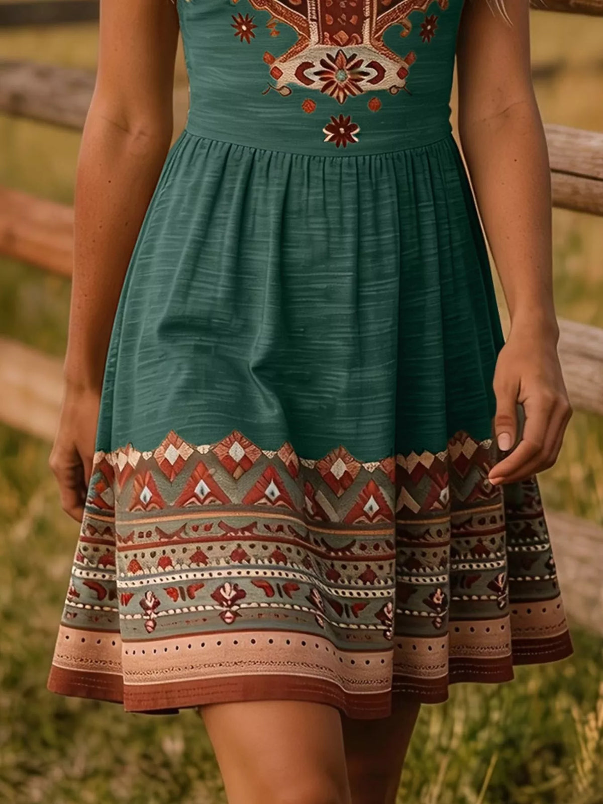 Tribal Print Sleeveless A-Line Summer Dress - Lilixa.store