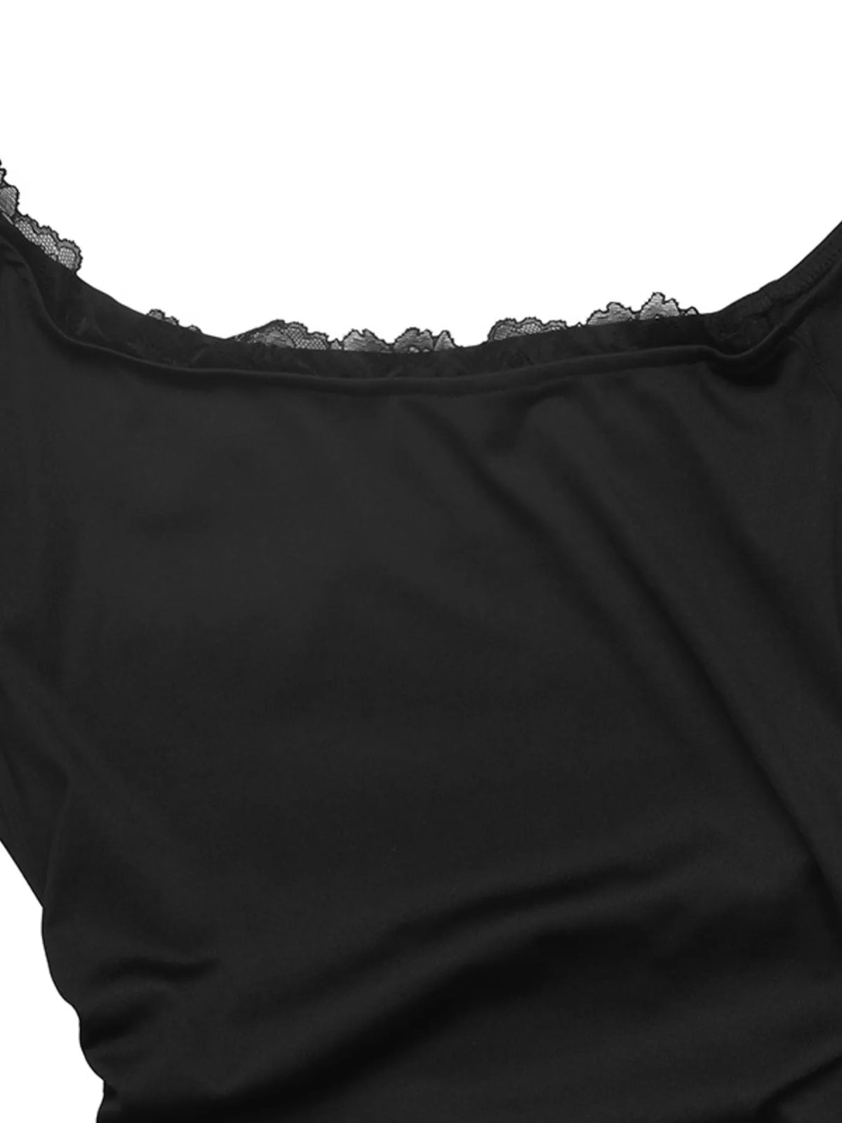 One-Shoulder Lace Trim Slim Fit T-Shirt - Lilixa.store