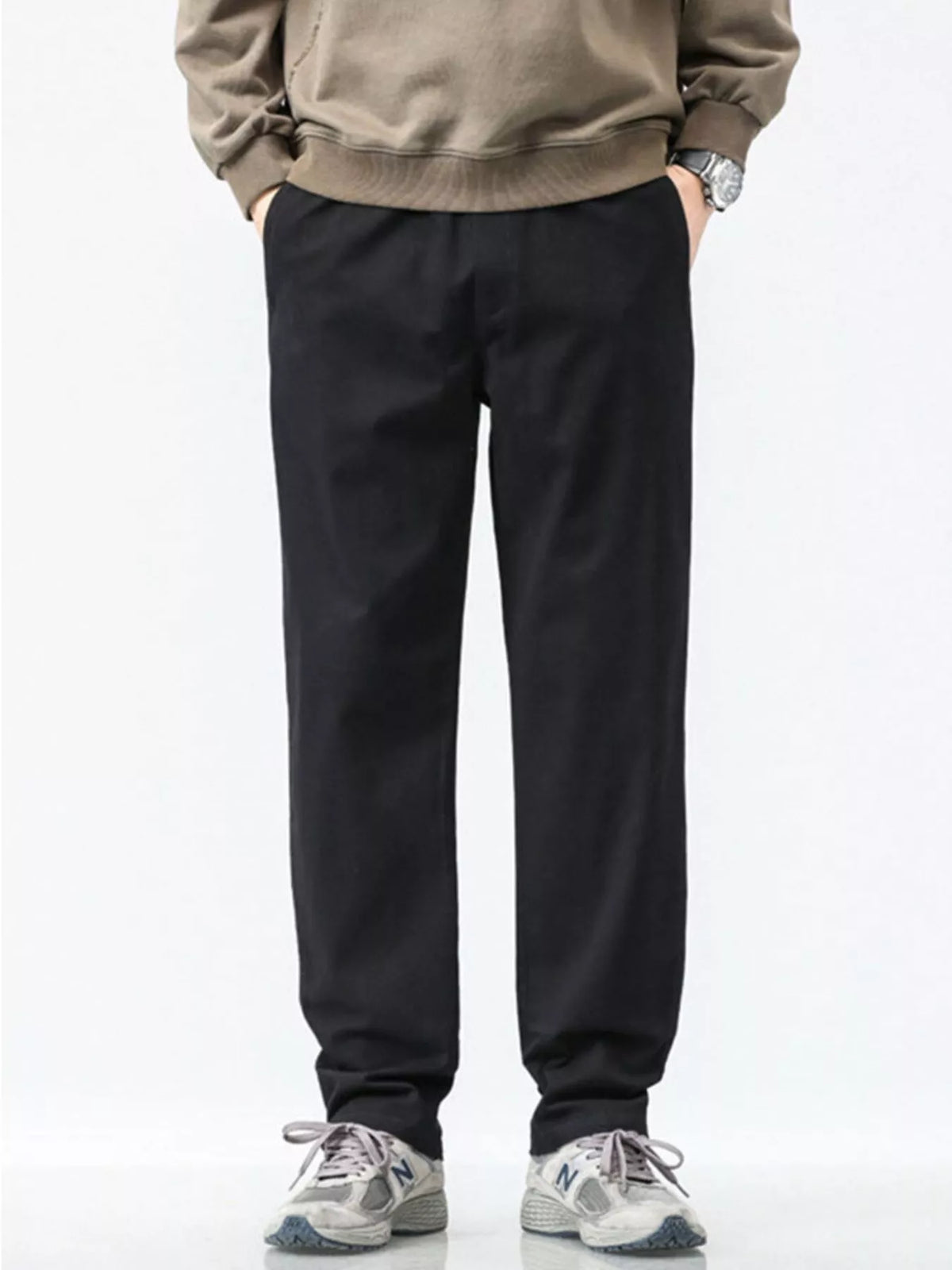 Men's Plus Size Casual Loose Fit Wide Leg Pants in Black