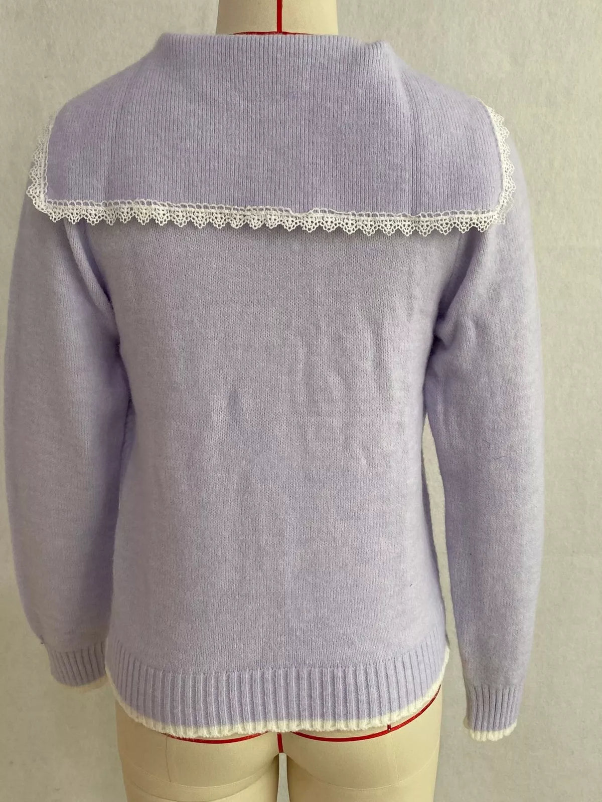 Cable-Knit Cardigan with Lace Trim, view 5