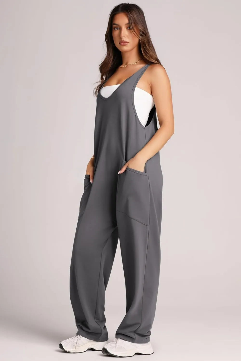 Lovelet Wide Strap Jumpsuit with Pockets - Lilixa.store