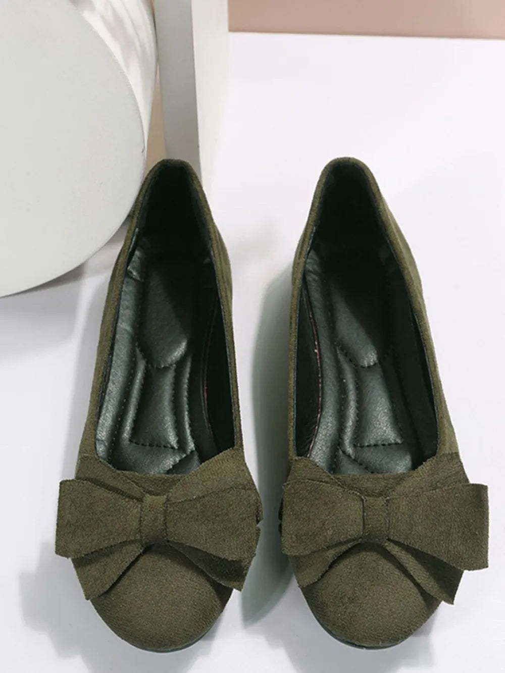 Bow Solid Color Round Toe Flat Slip-Ons, view 6