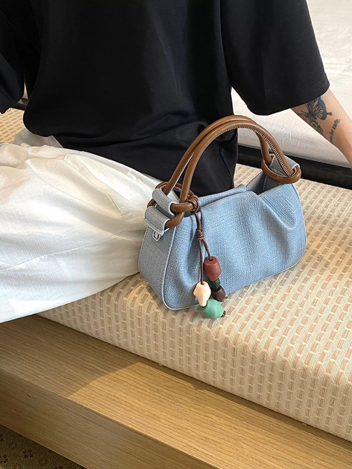 Ruched Top Handle Crossbody Bag