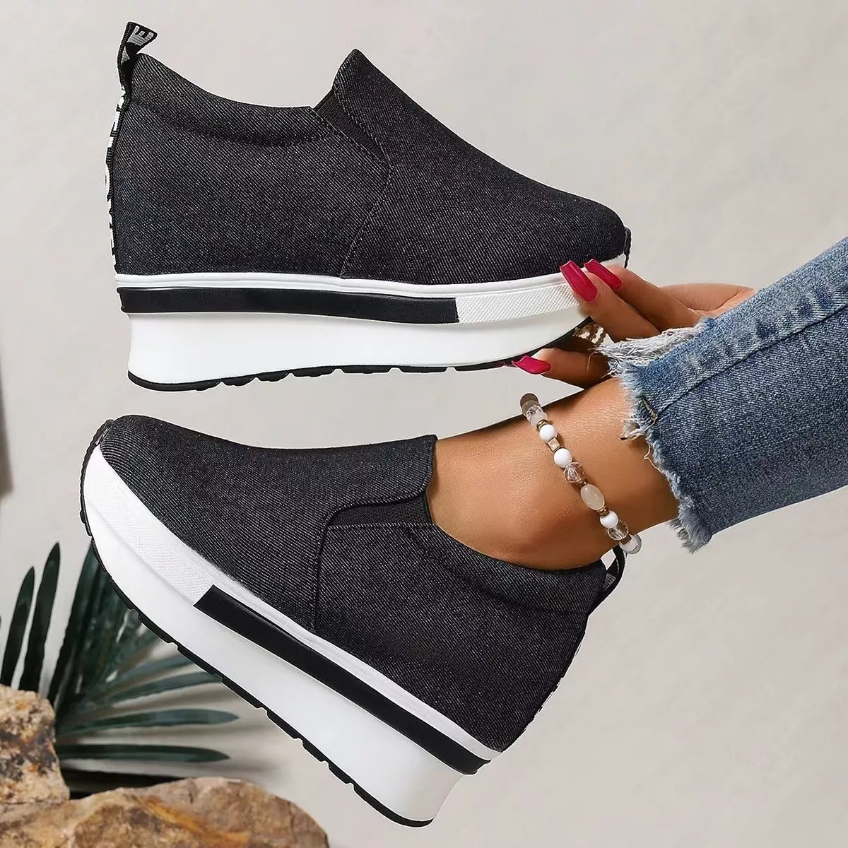 Round Toe Platform Slip-Ons - Lilixa.store