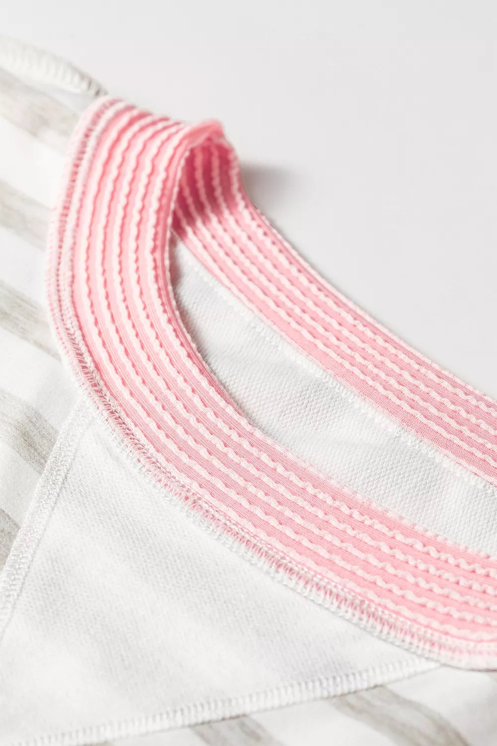Twisted Rib Trim Striped Round Neck Loose Pullover Sweatshirt - Lilixa.store