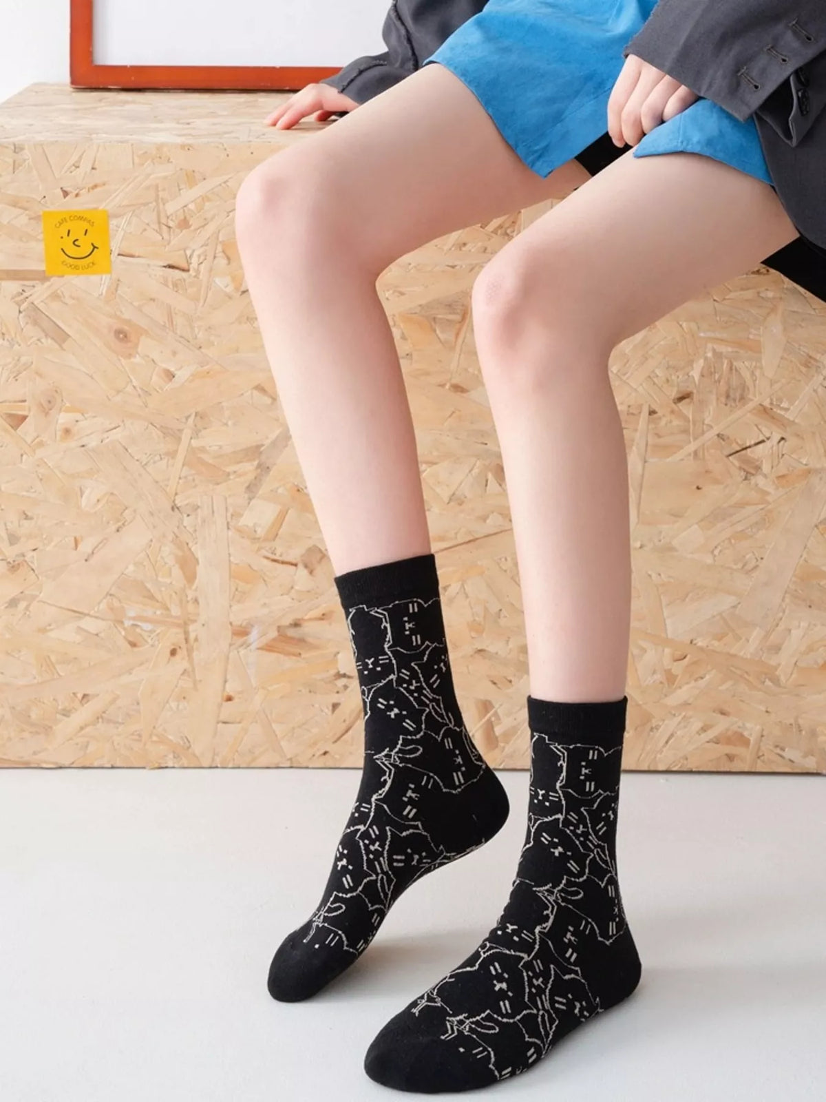 Cat Pattern Crew Socks - Lilixa.store