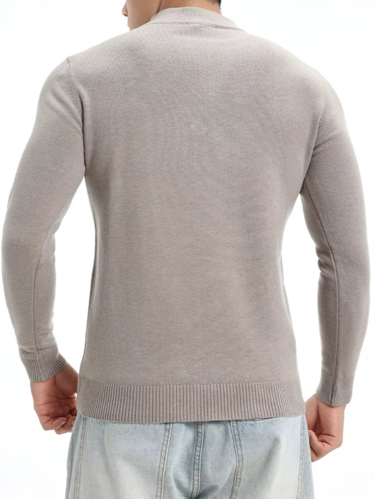 Men's Plus Size Slim-Fit Mock Neck Knit Top - Lilixa.store