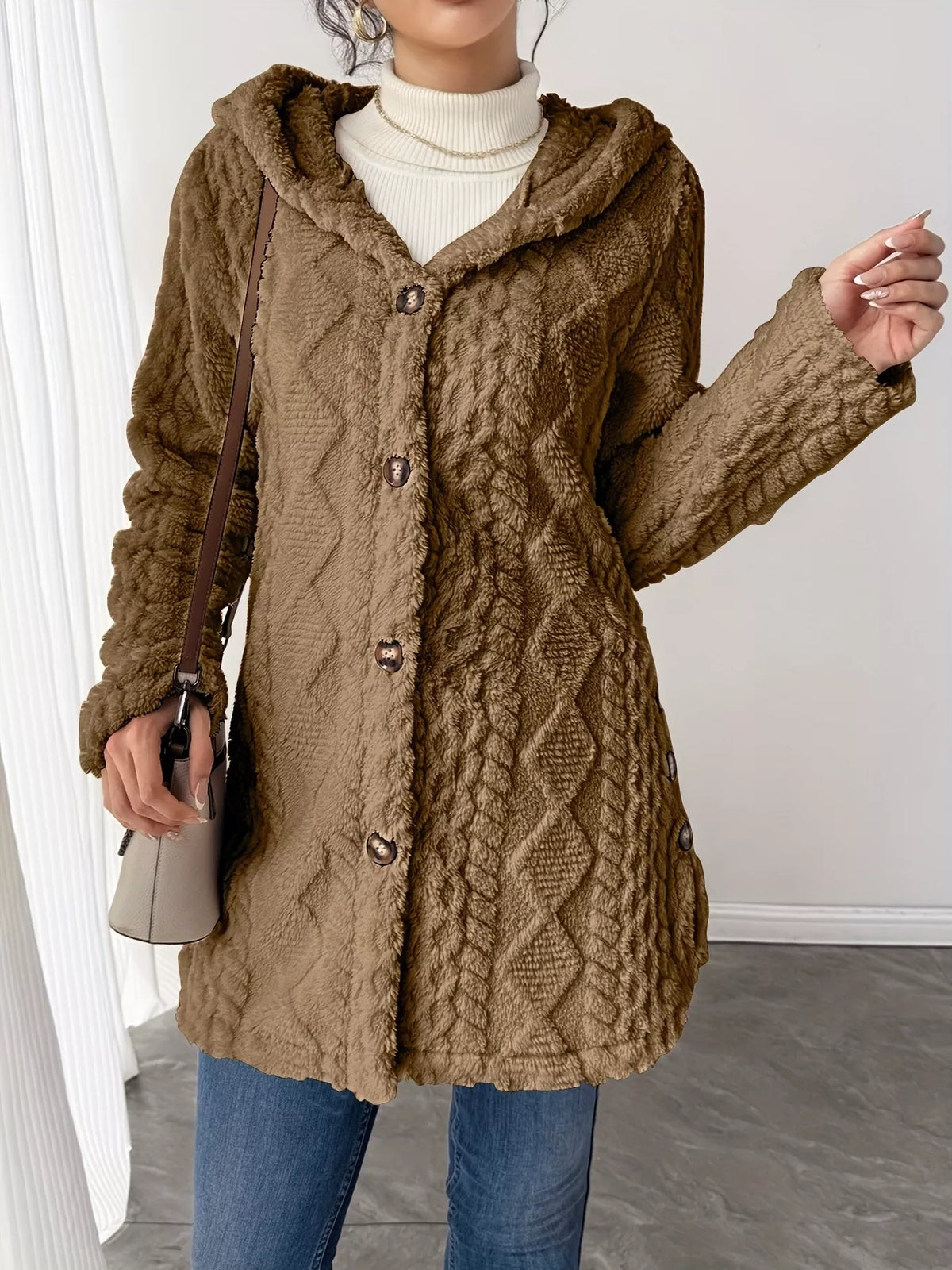 Full Size Button-Down Hooded Outerwear Plus Size, view 19
