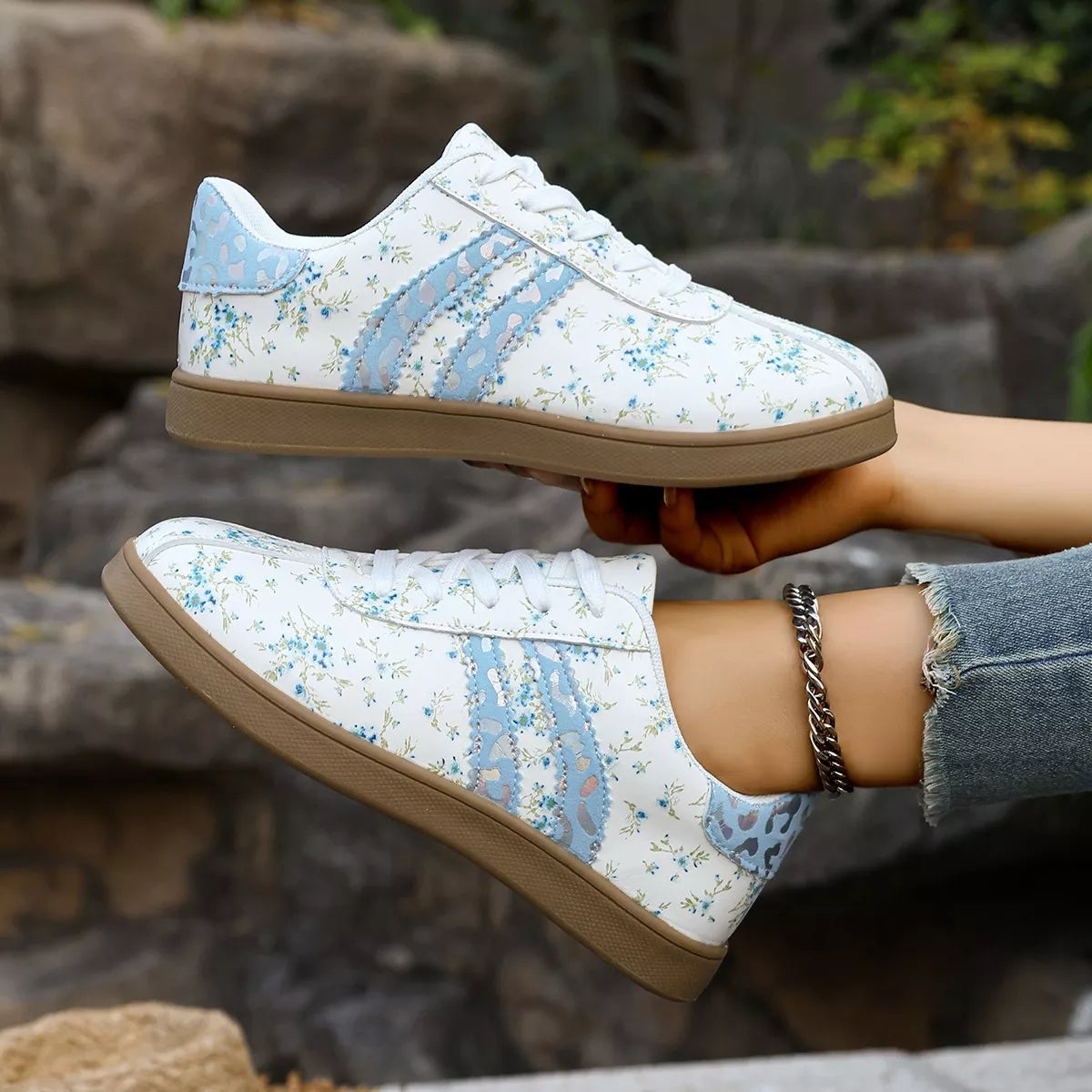 Floral Print Flats Sneakers - Lilixa.store