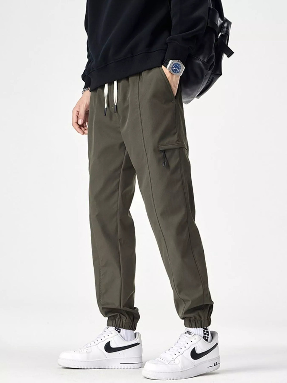 Men's Plus Size Drawstring Wide Leg Joggers, view 8