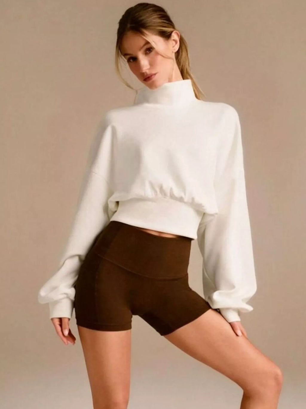 Turtleneck Dropped Shoulder Sweatshirt - Lilixa.store