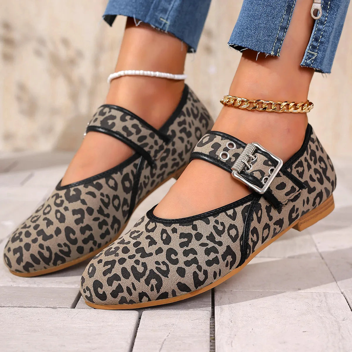 Leopard Print Mary Jane Loafers, view 8
