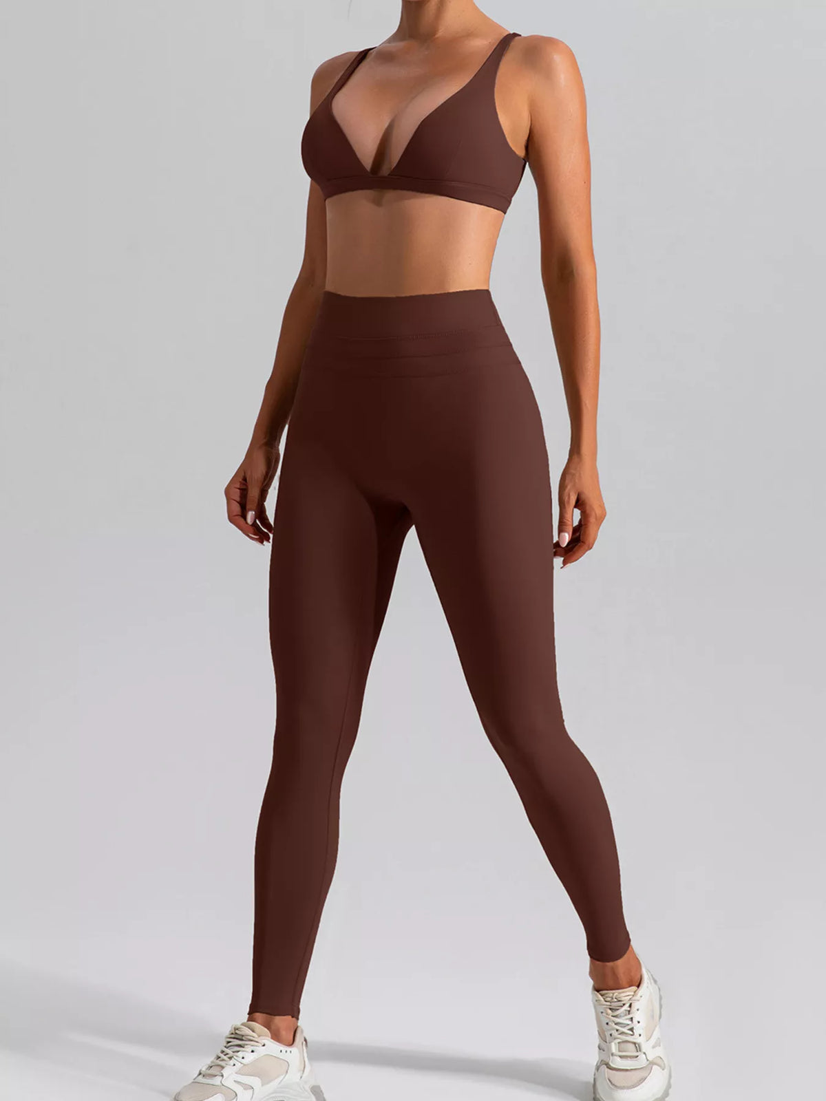 V-Neck Tank and High-Waisted Seamless Pants Active Set - Lilixa.store
