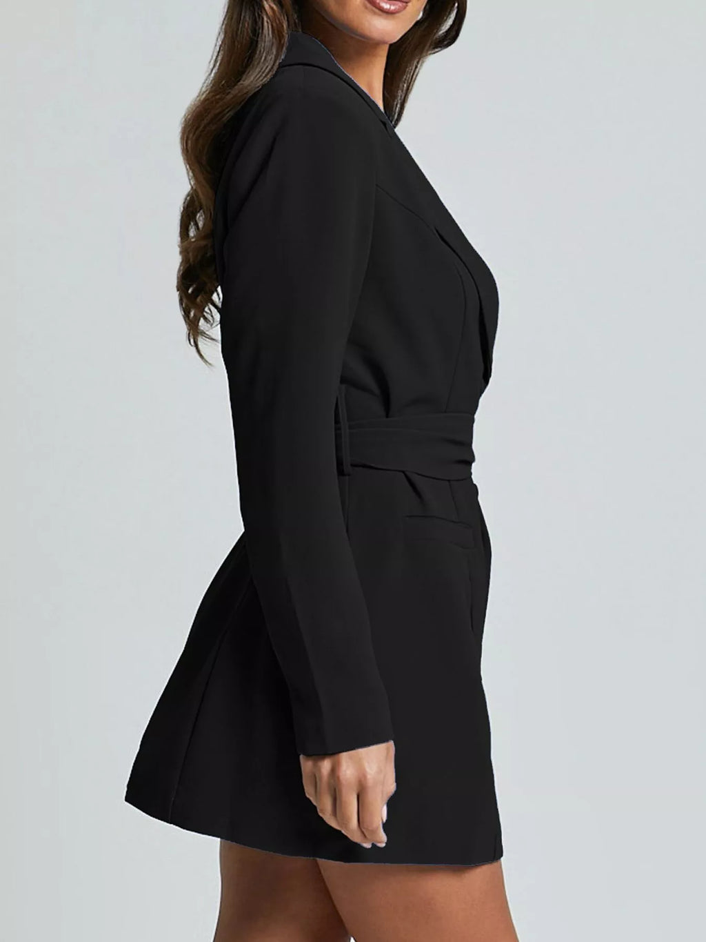 Lapel Collar Tie Waist Blazer - Lilixa.store