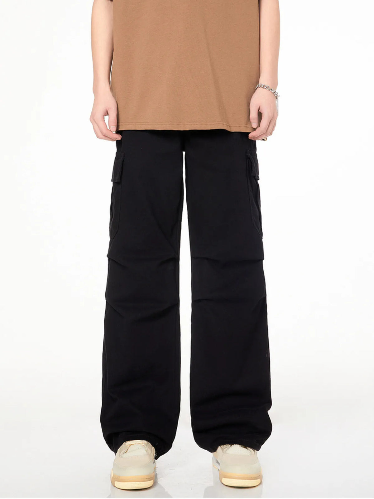 Men's Full Size Loose Fit Cargo Pants Plus Size in Black