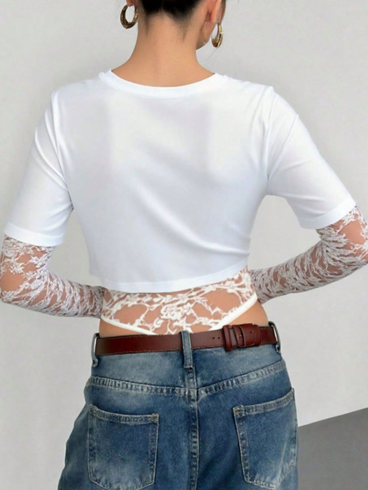 Lace Patchwork Round Neck Bodysuit - Lilixa.store